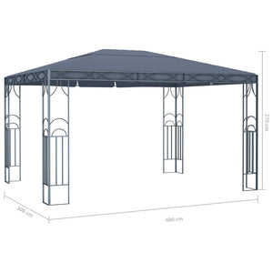 Pavillon mit LED-Lichterkette 400x300 cm Anthrazit Stilecasa