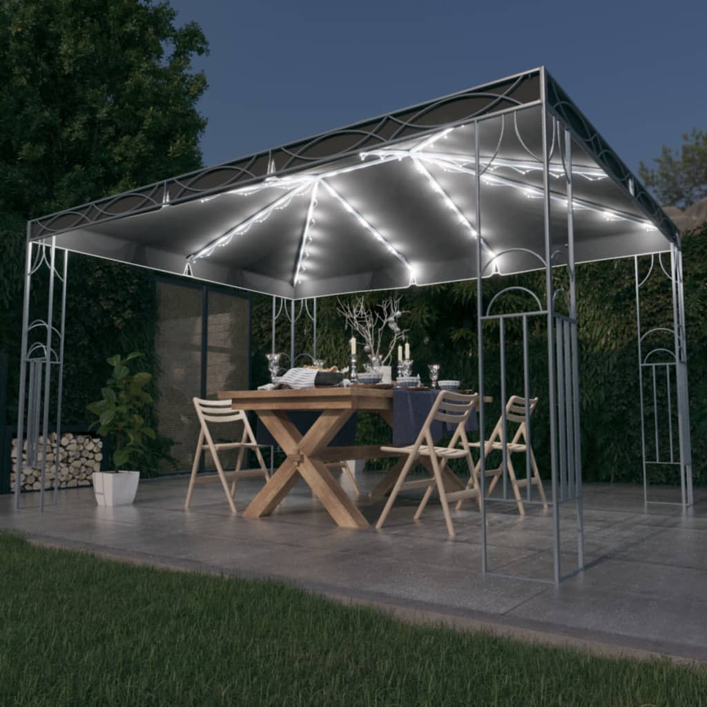 Pavillon mit LED-Lichterkette 400x300 cm Anthrazit Stilecasa