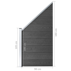 Zaunelement Set WPC 619x(105-186) cm Schwarz Stilecasa