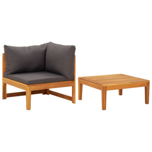 vidaXL 2-tlg. Garten-Lounge-Set mit Dunkelgrauen Kissen Akazienholz