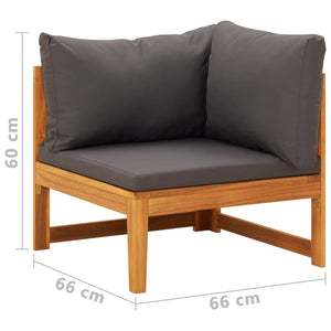 vidaXL 2-tlg. Garten-Lounge-Set mit Dunkelgrauen Kissen Akazienholz