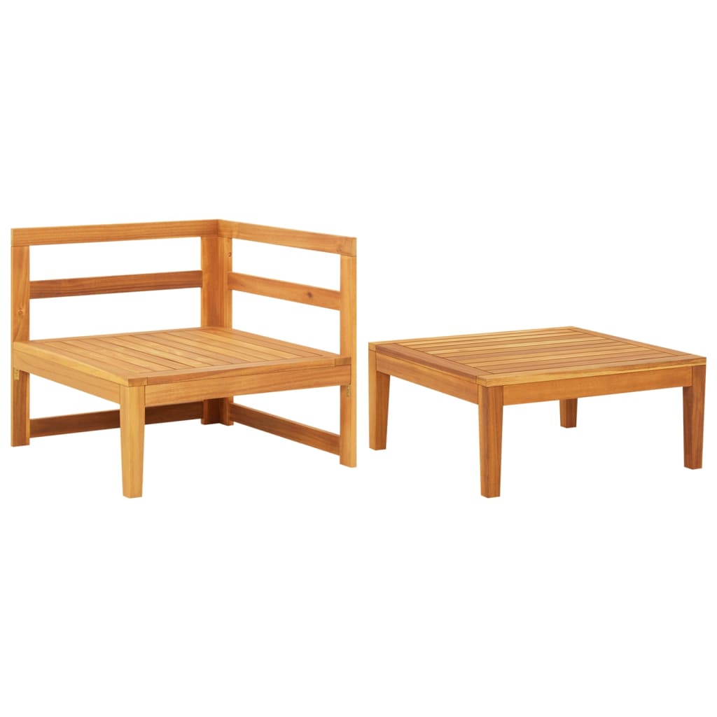 vidaXL 2-tlg. Garten-Lounge-Set mit Dunkelgrauen Kissen Akazienholz