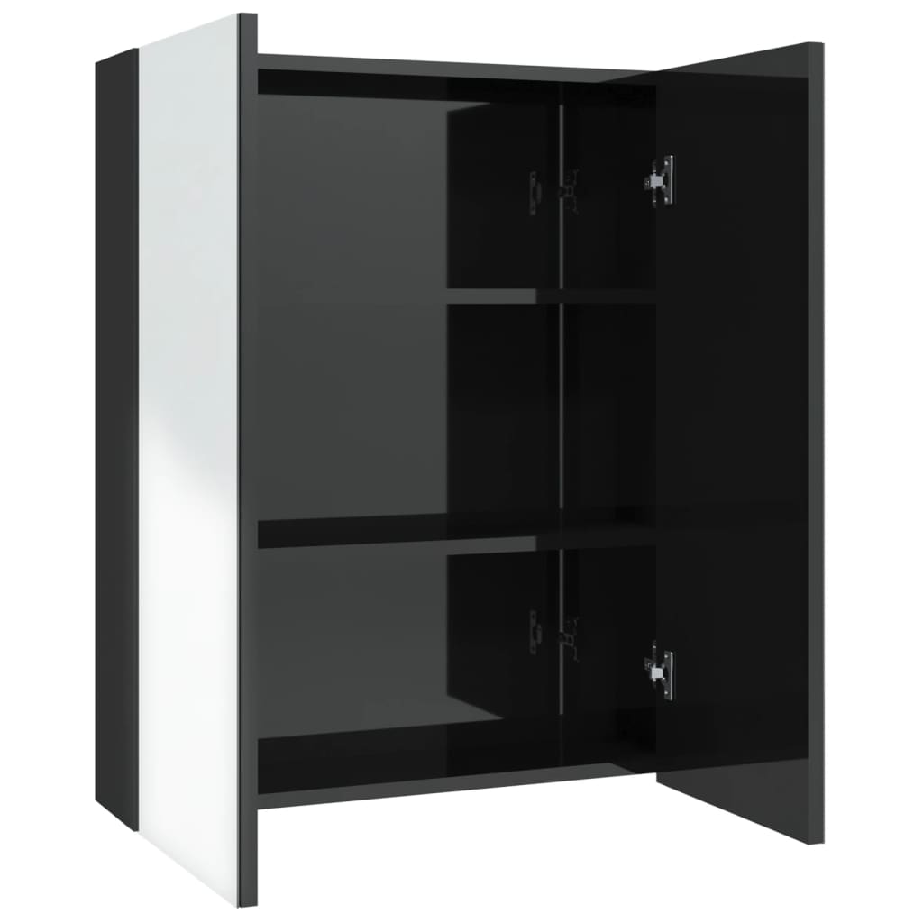 vidaXL Bad-Spiegelschrank 60x15x75 cm MDF Glänzendes Schwarz