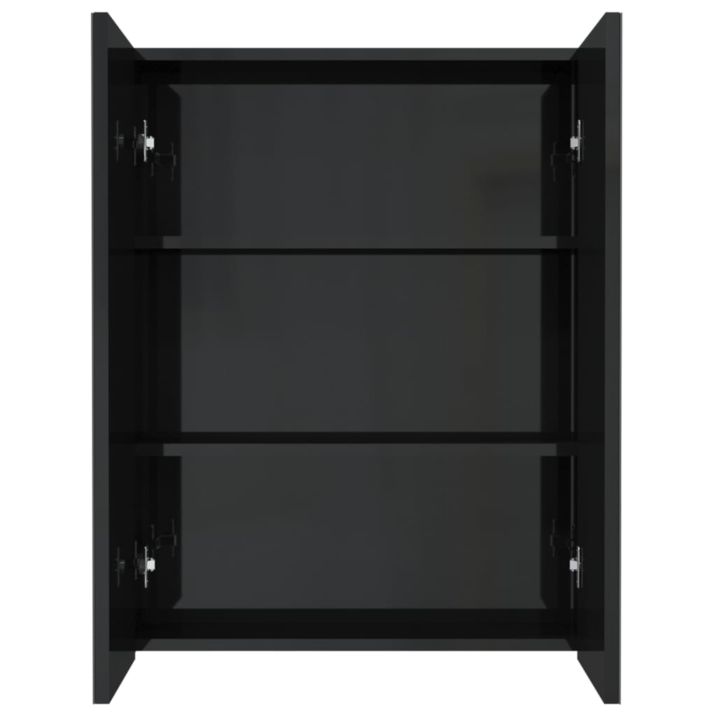 vidaXL Bad-Spiegelschrank 60x15x75 cm MDF Glänzendes Schwarz