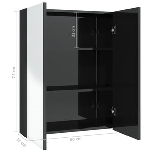 vidaXL Bad-Spiegelschrank 60x15x75 cm MDF Glänzendes Schwarz