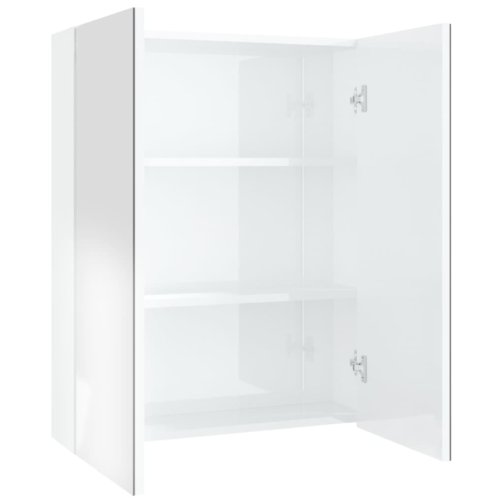 vidaXL Bad-Spiegelschrank 60x15x75 cm MDF Glänzendes Weiß