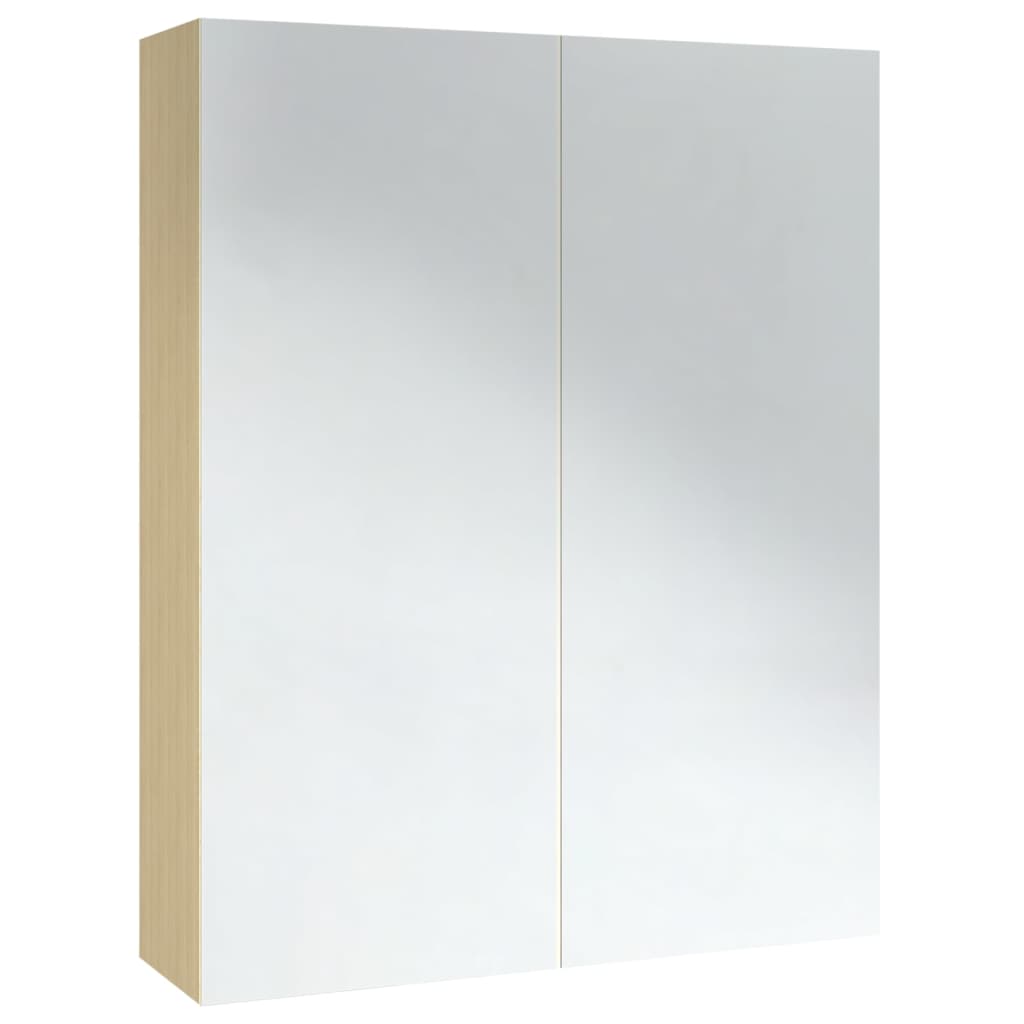 vidaXL Bad-Spiegelschrank 60x15x75 cm MDF Weiß und Eiche-Optik