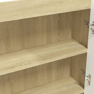 vidaXL Spiegelschrank fürs Bad 80x15x60 cm MDF Weiß und Eiche-Optik