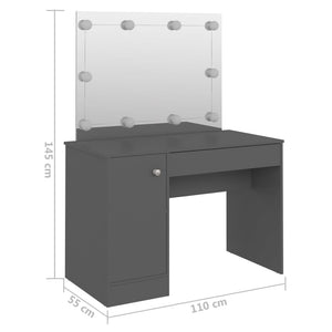 Schminktisch mit LED-Beleuchtung 110x55x145 cm MDF Grau Stilecasa