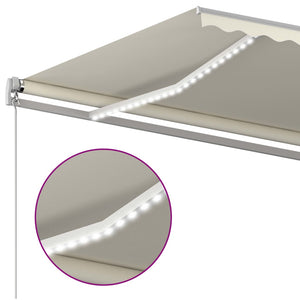 Markise Manuell Einziehbar mit LED 400x300 cm Creme Stilecasa