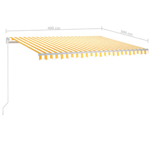 Markise Manuell Einziehbar mit LED 400x300 cm Gelb und Weiß Stilecasa