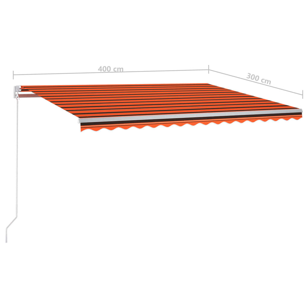 Markise Manuell Einziehbar mit LED 400x300 cm Orange und Braun Stilecasa