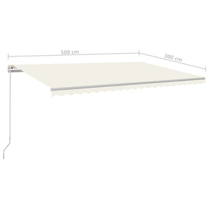 Markise Manuell Einziehbar mit LED 500x300 cm Creme Stilecasa