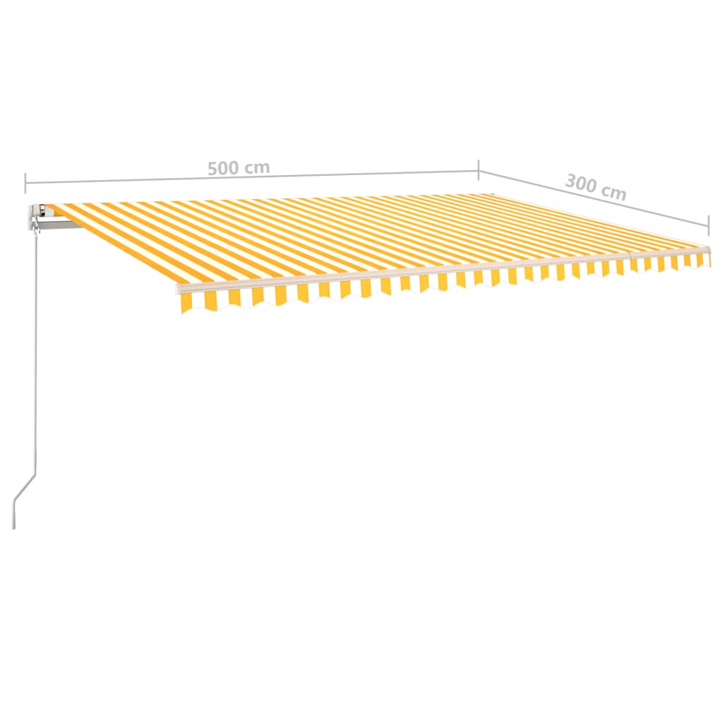 Markise Manuell Einziehbar mit LED 500x300 cm Gelb und Weiß Stilecasa