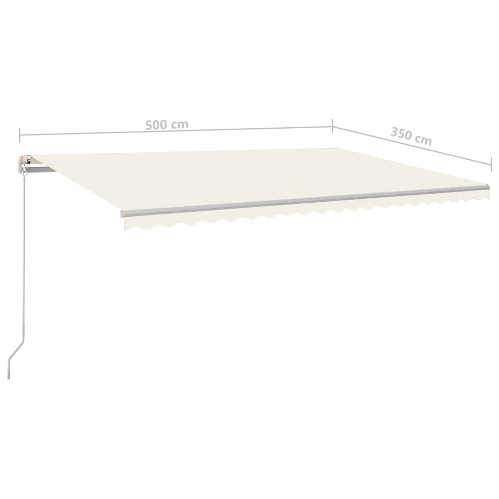 vidaXL Markise Manuell Einziehbar mit LED 500x350 cm Creme