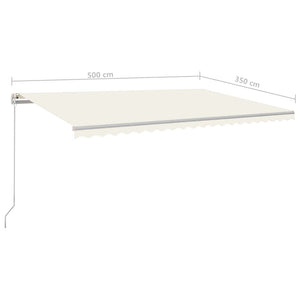 vidaXL Markise Manuell Einziehbar mit LED 500x350 cm Creme