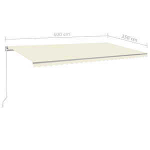 vidaXL Markise Manuell Einziehbar mit LED 600x350 cm Creme