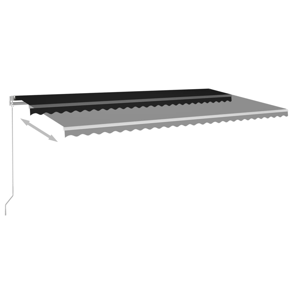 Markise Manuell Einziehbar mit LED 600x350 cm Anthrazit Stilecasa