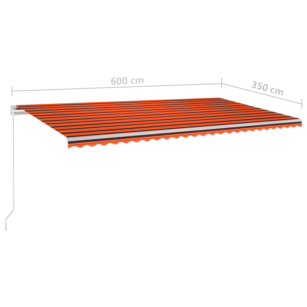 vidaXL Markise Manuell Einziehbar mit LED 600x350 cm Orange und Braun