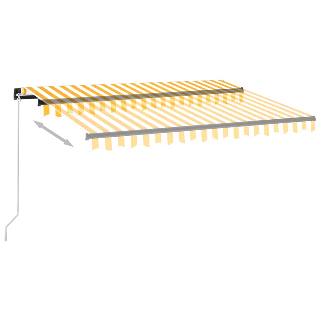 vidaXL Markise Manuell Einziehbar mit LED 350x250 cm Gelb und Weiß