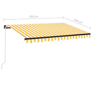 vidaXL Markise Manuell Einziehbar mit LED 350x250 cm Gelb und Weiß