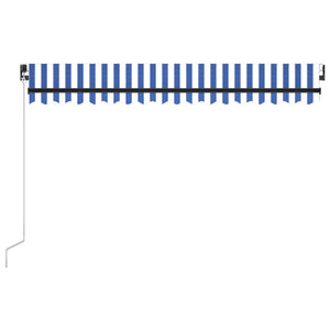 Markise Manuell Einziehbar mit LED 400x300 cm Blau und Weiß Stilecasa