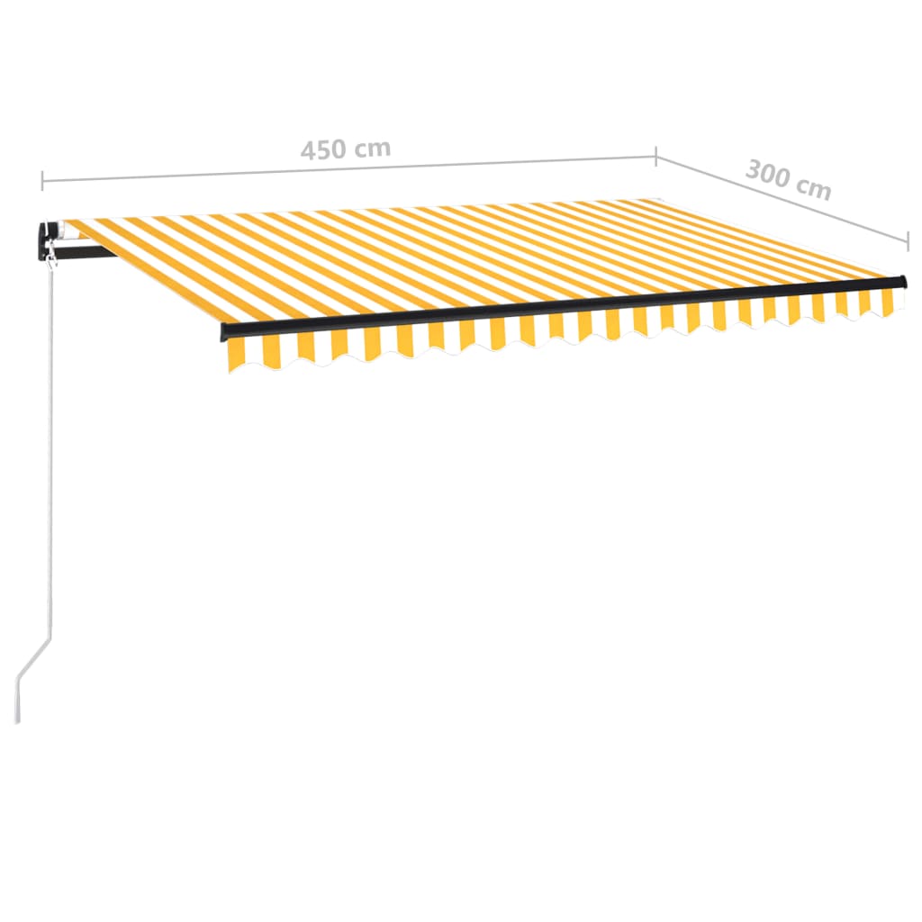 Markise Manuell Einziehbar 450x300 cm Gelb und Weiß VIDAXL