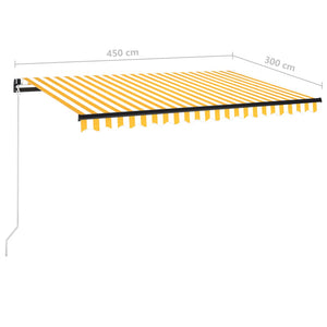 Markise Manuell Einziehbar 450x300 cm Gelb und Weiß VIDAXL