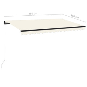 Markise Manuell Einziehbar mit LED 450x300 cm Creme Stilecasa