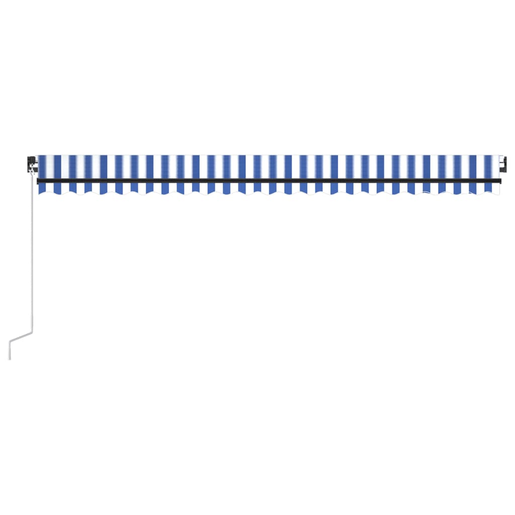 Markise Manuell Einziehbar mit LED 500x300 cm Blau und Weiß Stilecasa