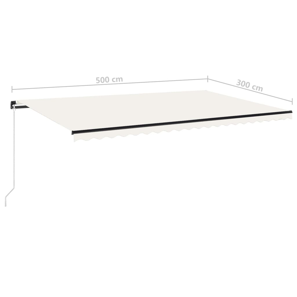 vidaXL Markise Manuell Einziehbar mit LED 500x300 cm Creme