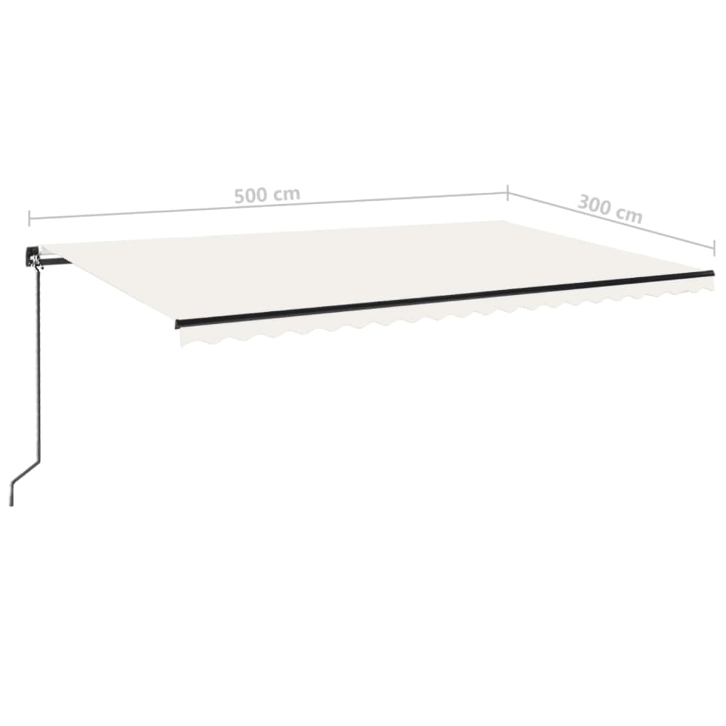 vidaXL Markise Manuell Einziehbar mit LED 500x300 cm Creme