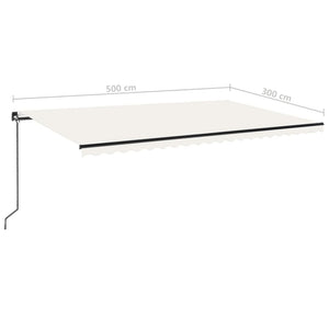 vidaXL Markise Manuell Einziehbar mit LED 500x300 cm Creme