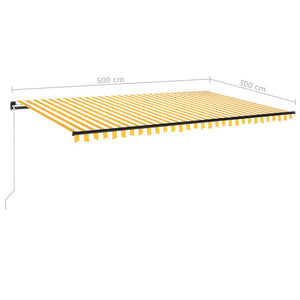 vidaXL Markise Manuell Einziehbar mit LED 500x300 cm Gelb & Weiß