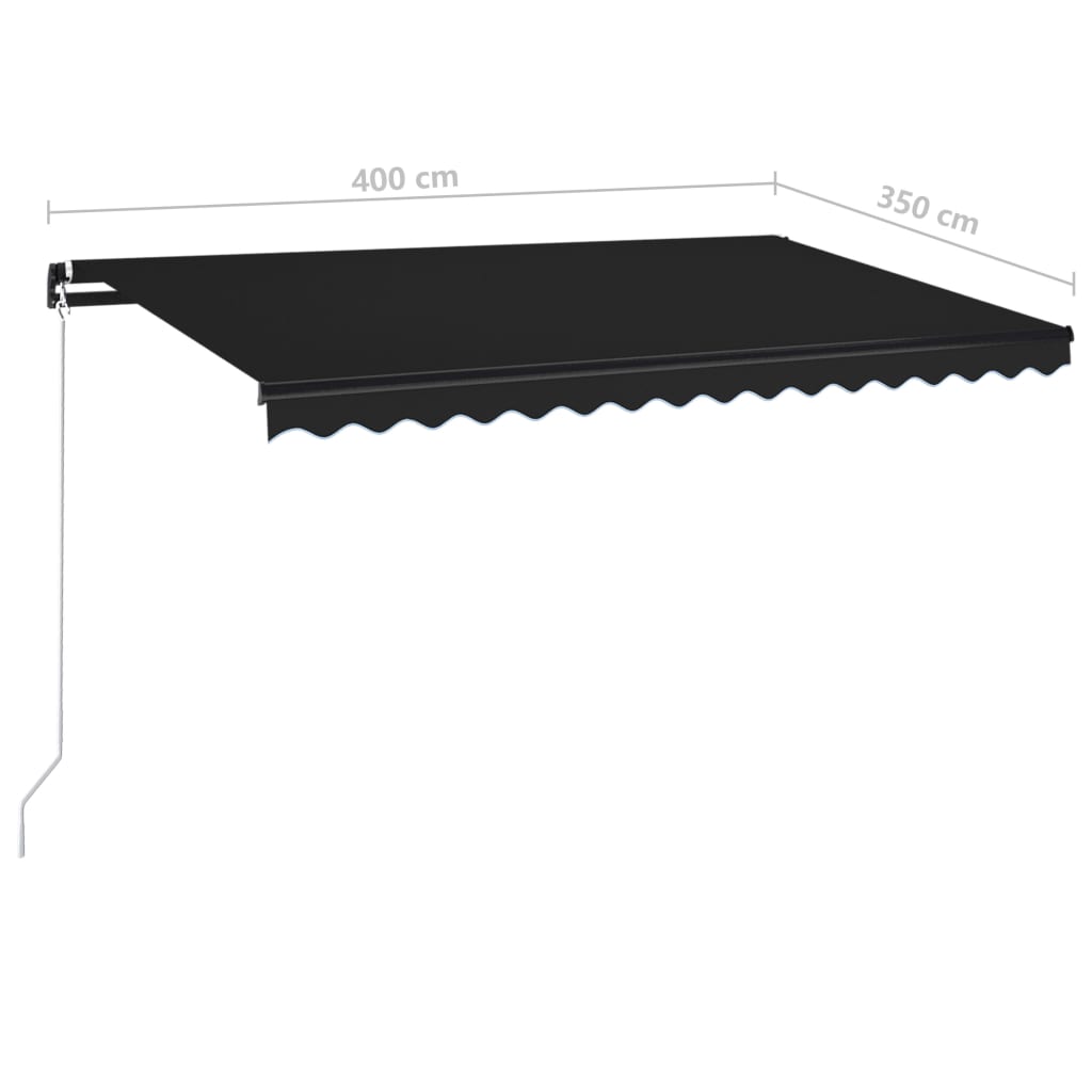 vidaXL Markise Manuell Einziehbar mit LED 400x350 cm Anthrazit