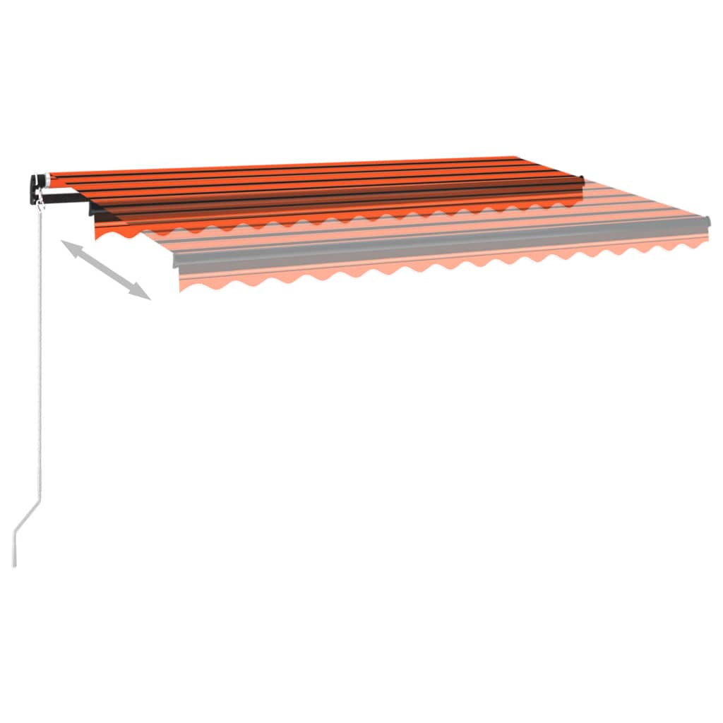 vidaXL Markise Manuell Einziehbar mit LED 400x350 cm Orange & Braun