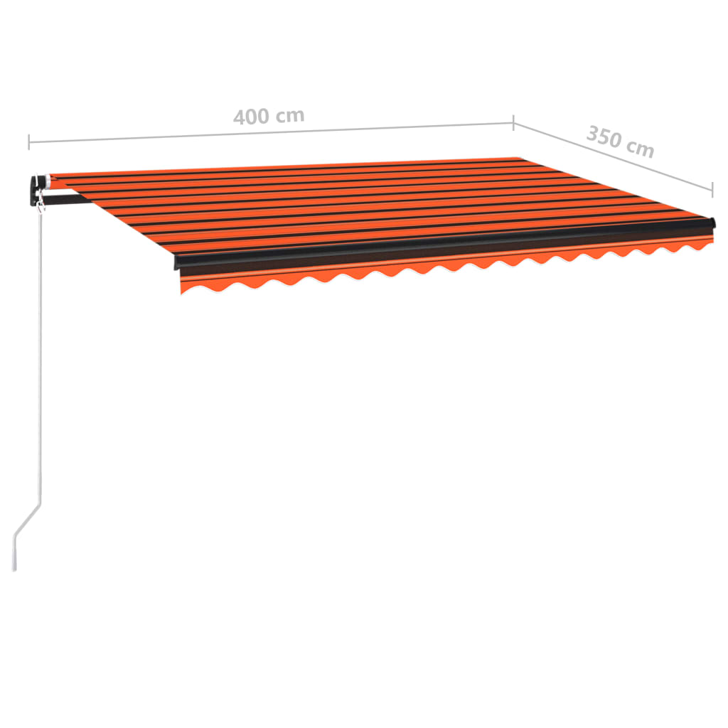 vidaXL Markise Manuell Einziehbar mit LED 400x350 cm Orange & Braun