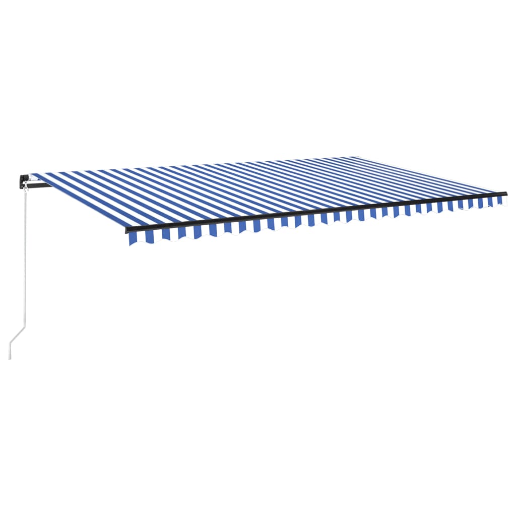 vidaXL Markise Manuell Einziehbar mit LED 500x350 cm Blau und Weiß