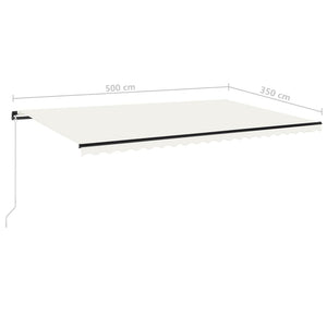 vidaXL Markise Manuell Einziehbar mit LED 500x350 cm Creme