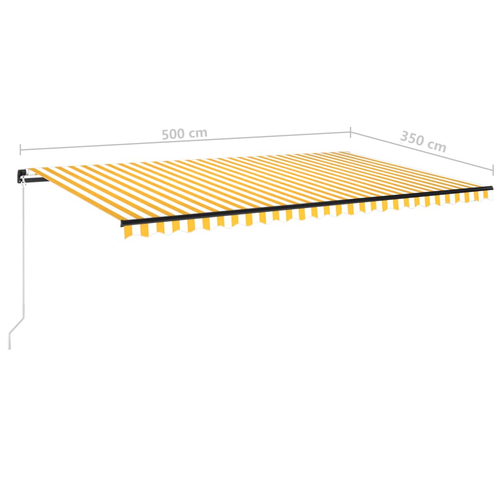 vidaXL Markise Manuell Einziehbar mit LED 500x350 cm Gelb & Weiß