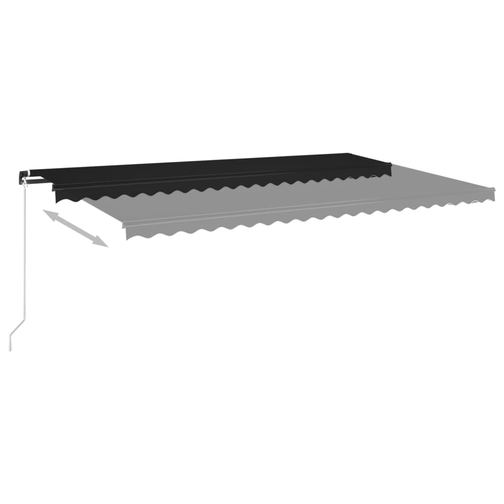 Markise Manuell Einziehbar mit LED 500x350 cm Anthrazit Stilecasa