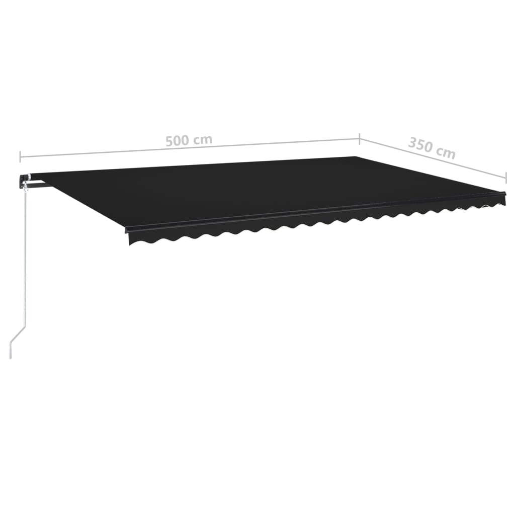 Markise Manuell Einziehbar mit LED 500x350 cm Anthrazit Stilecasa