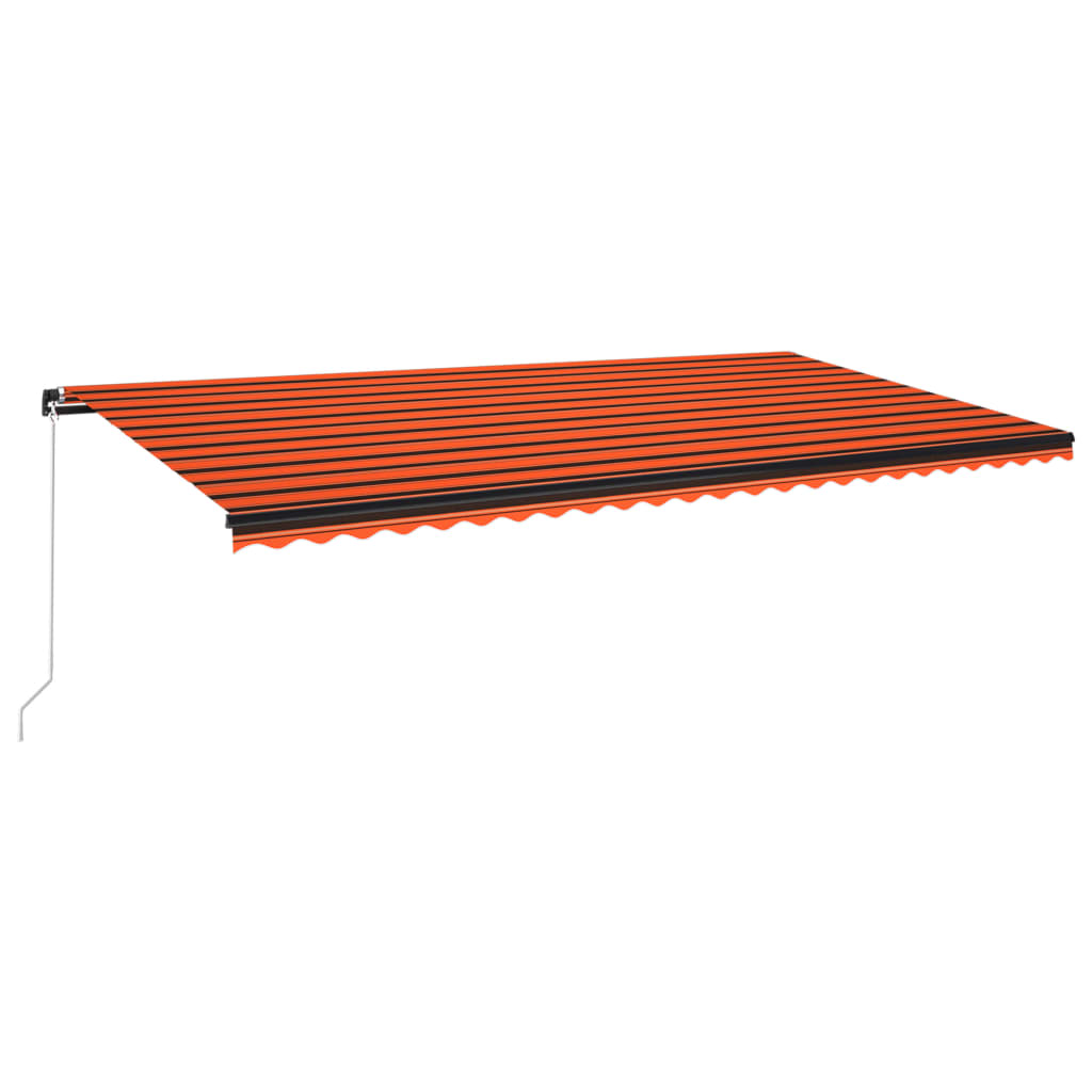 Markise Manuell Einziehbar mit LED 600x350 cm Orange & Braun Stilecasa