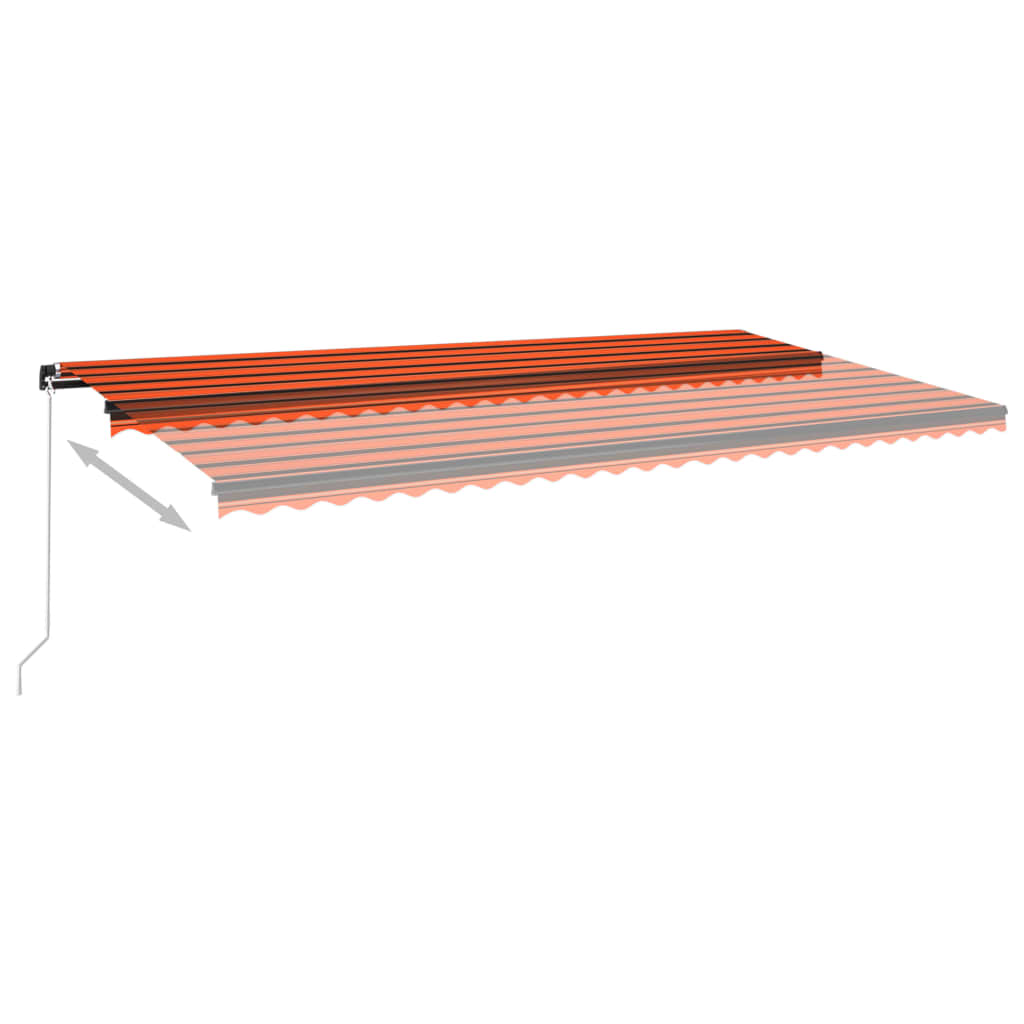 Markise Manuell Einziehbar mit LED 600x350 cm Orange & Braun Stilecasa