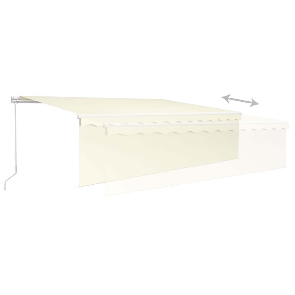 Markise Manuell Einziehbar mit Rollo & LED 5x3 m Creme Stilecasa