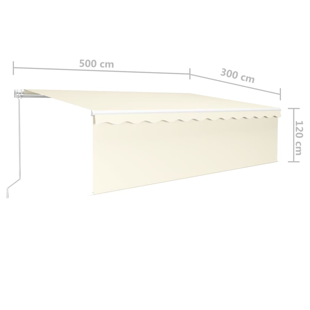 Markise Manuell Einziehbar mit Rollo & LED 5x3 m Creme Stilecasa