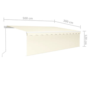 Markise Manuell Einziehbar mit Rollo & LED 5x3 m Creme Stilecasa