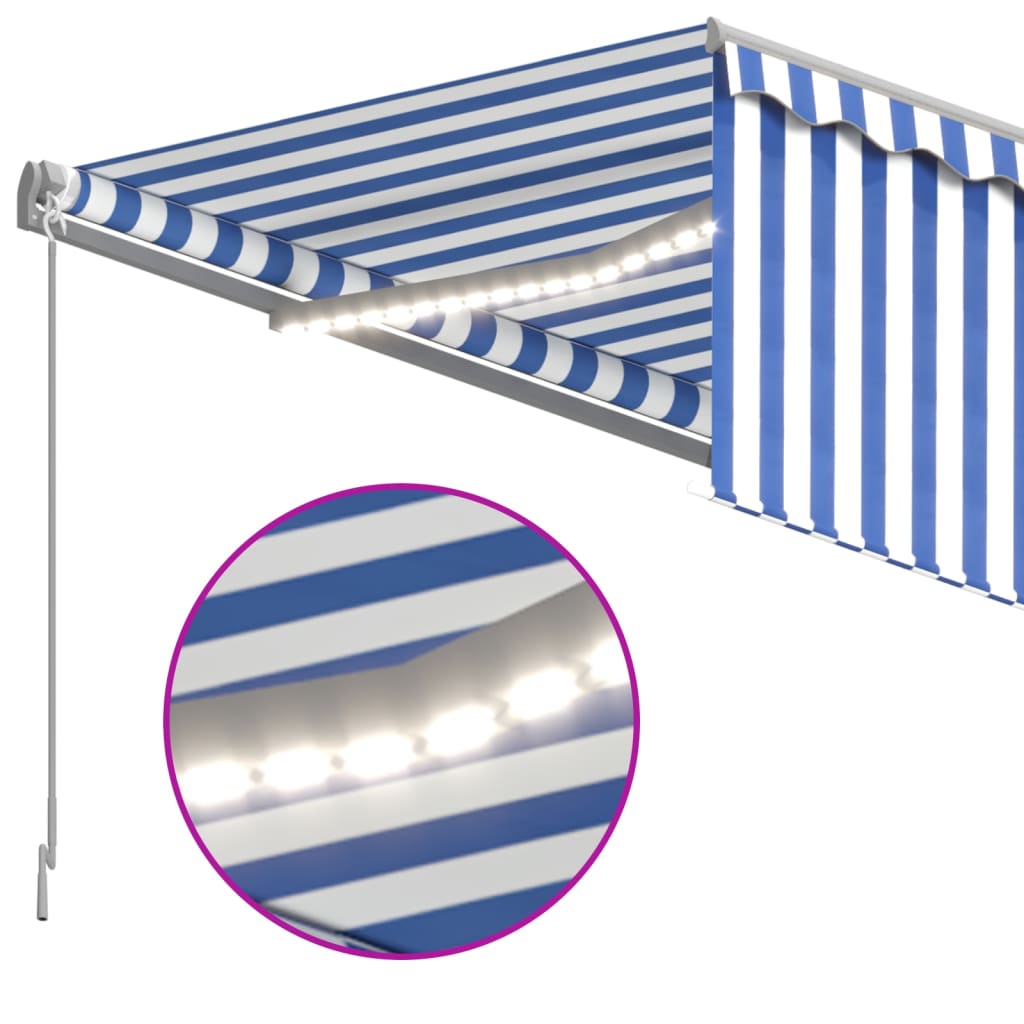 vidaXL Markise Manuell Einziehbar mit Rollo LED 3x2,5 m Blau & Weiß