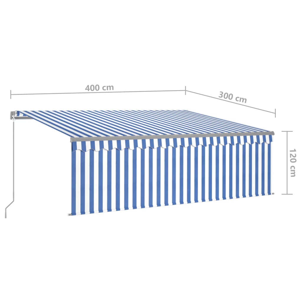 vidaXL Markise Manuell Einziehbar mit Rollo 4x3 m Blau & Weiß