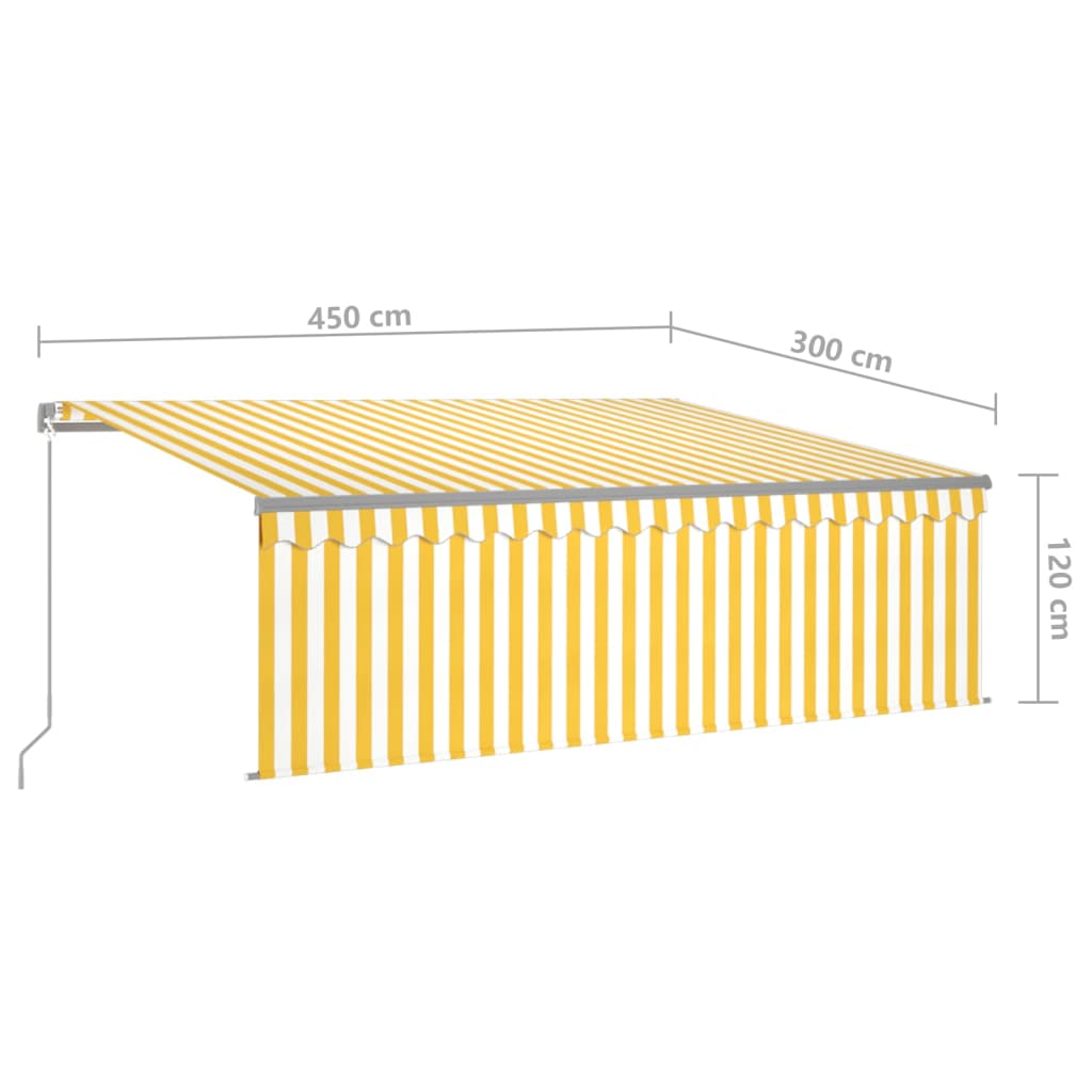 Markise Manuell Einziehbar mit Rollo 4,5x3 m Gelb und Weiß VIDAXL